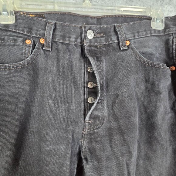 Levi's Men's Button Fly Denim Jeans Black Straight Leg Size 33x32 Classic - Picture 2 of 9